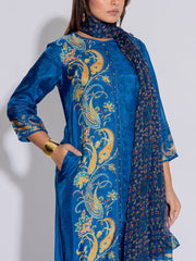 Blue Vasansi Silk Printed Suit Set