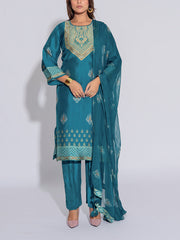 Turquoise Blue Vasansi Silk Printed Suit Set
