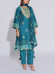 Turquoise Blue Vasansi Silk Printed Suit Set