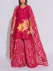 Pink Vasansi Silk Leheriya Kurta and Palazzo Set