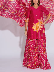 Pink Vasansi Silk Leheriya Kurta and Palazzo Set