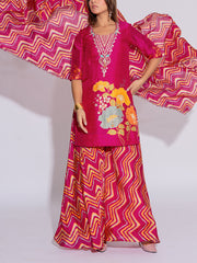 Pink Vasansi Silk Leheriya Kurta and Palazzo Set