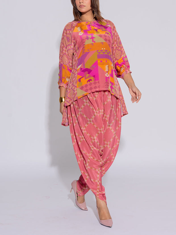 Peach Crepe Printed Co-ord Set