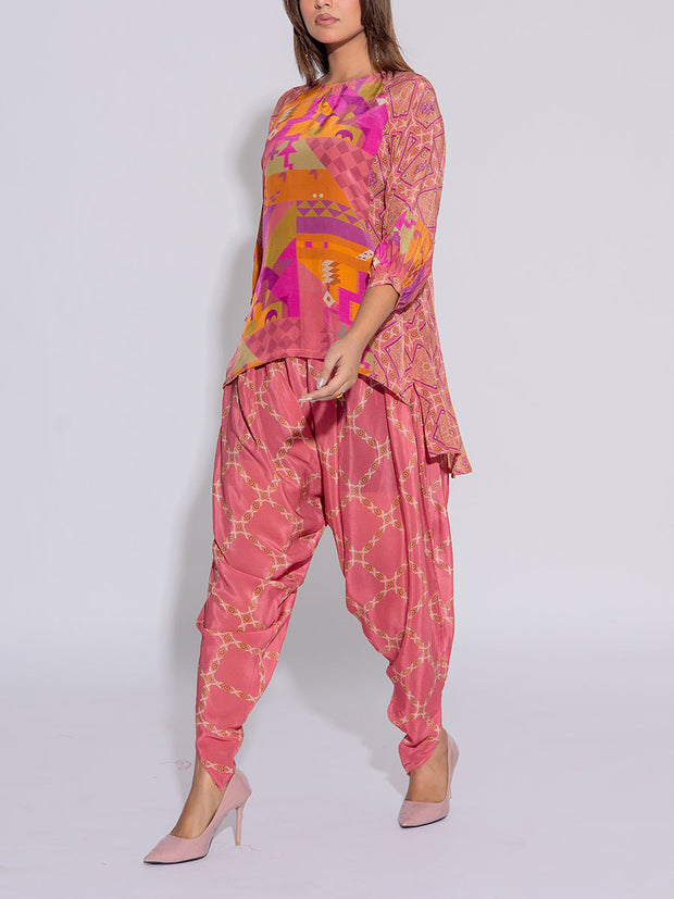 Peach Crepe Printed Co-ord Set
