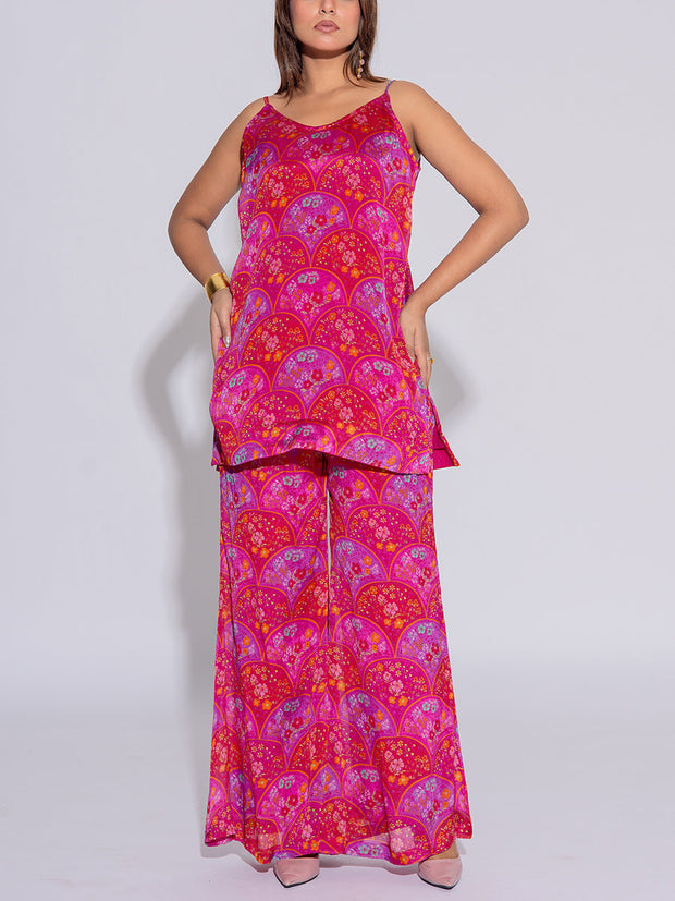 Pink Chiffon Printed Co-Ord Set