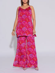Pink Chiffon Printed Co-Ord Set
