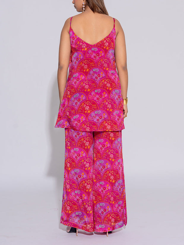 Pink Chiffon Printed Co-Ord Set