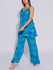 Blue Chiffon Printed Co-Ord Set