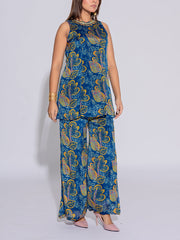 Blue Chiffon Printed Co-Ord Set