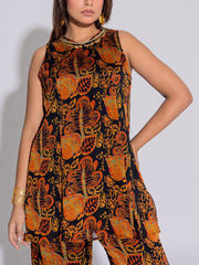 Black Chiffon Printed Co-Ord Set