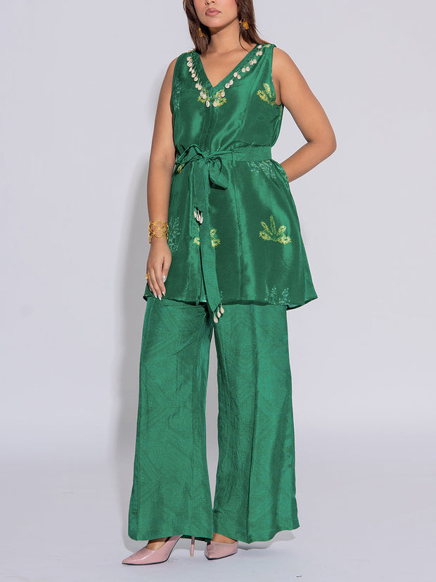 Green Vasansi Silk Printed Co-Ord Set