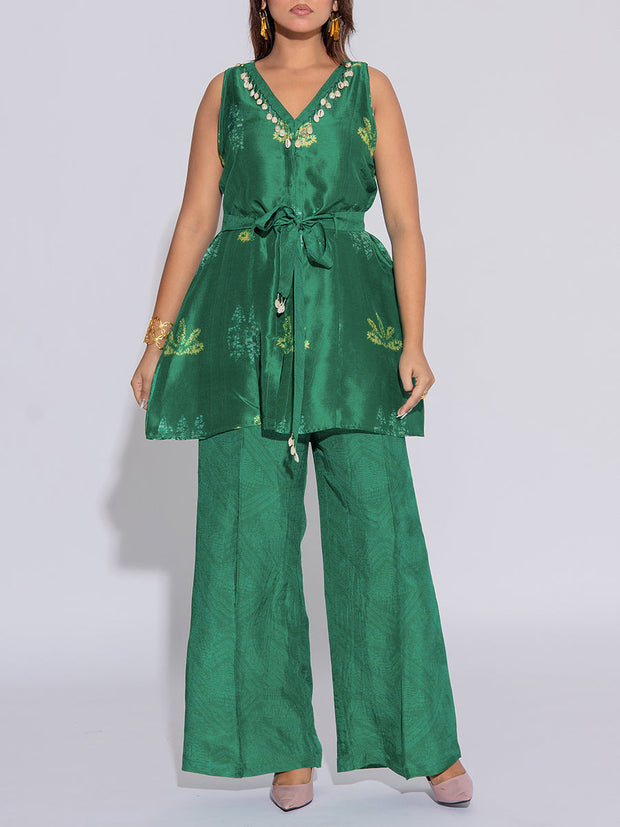 Green Vasansi Silk Printed Co-Ord Set