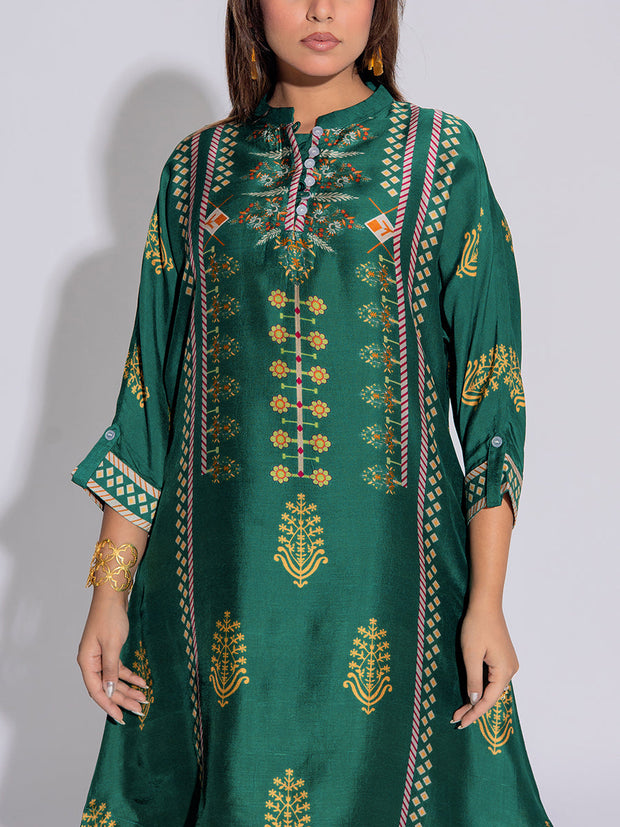 Green Vasansi Silk Printed Co-Ord Set