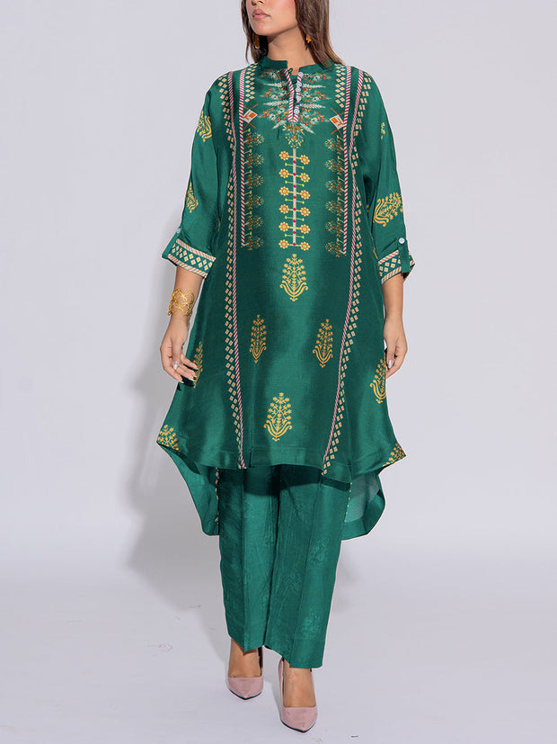 Green Vasansi Silk Printed Co-Ord Set
