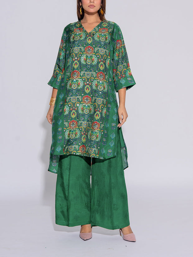 Green Vasansi Silk Printed  Co-Ord Set
