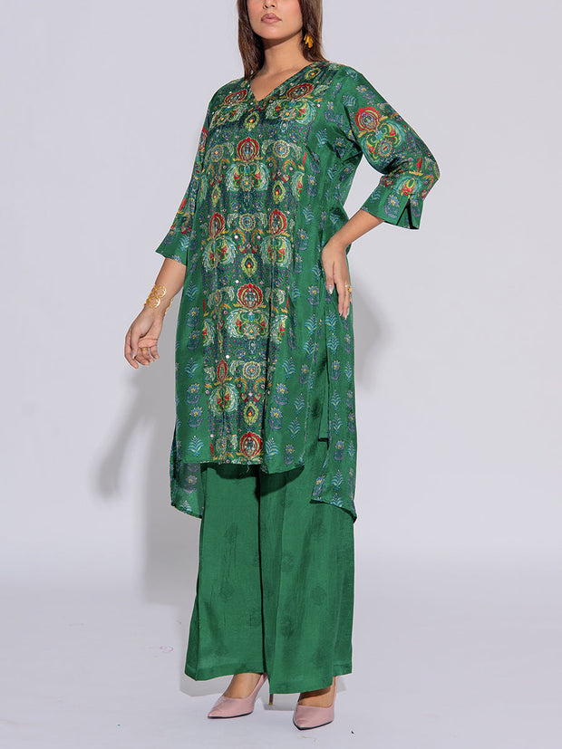 Green Vasansi Silk Printed  Co-Ord Set