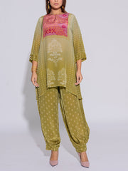 Green Crepe Printed Co-Ord Set