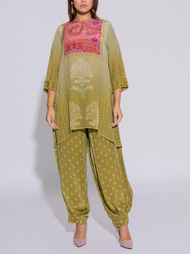 Green Crepe Printed Co-Ord Set