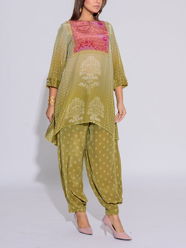 Green Crepe Printed Co-Ord Set