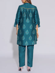 Teal Blue Vasansi Silk Printed Co-Ord Set