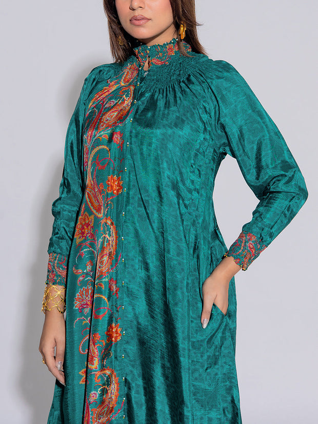 Green Vasansi Silk  Printed Co-Ord Set