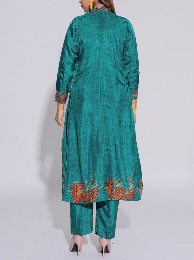 Green Vasansi Silk  Printed Co-Ord Set