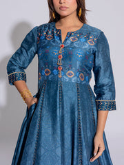 Greyish Blue Vasansi Silk Printed Gown