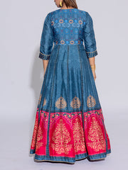 Greyish Blue Vasansi Silk Printed Gown