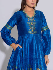 Blue Vasansi Silk Printed Anarkali  Gown