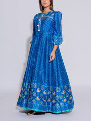 Blue Vasansi Silk Printed Anarkali Gown