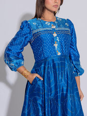 Blue Vasansi Silk Printed Anarkali Gown