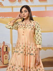 Pastel Vasansi Silk Printed Anarkali Gown