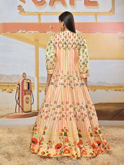 Pastel Vasansi Silk Printed Anarkali Gown