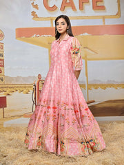 Pink Vasansi Silk Printed Anarkali Gown