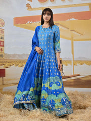 Blue Vasansi Silk Embroidered Anarkali Gown