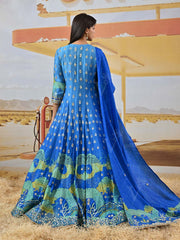 Blue Vasansi Silk Embroidered Anarkali Gown