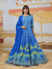 Blue Vasansi Silk Embroidered Anarkali Gown