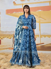 Blue Vasansi Silk Printed Anarkali Gown