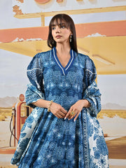 Blue Vasansi Silk Printed Anarkali Gown