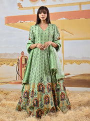 Green Vasansi Silk Printed Anarkali Gown