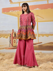 Berry Vasansi Silk Embroidered Peplum and Palazzo Set