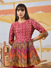 Berry Vasansi Silk Embroidered Peplum and Palazzo Set