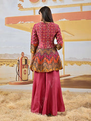 Berry Vasansi Silk Embroidered Peplum and Palazzo Set