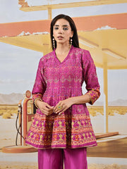 Purple Vasansi Silk Embroidered Peplum and Palazzo Set