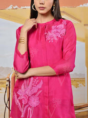 Pink Embroidered Organza Co Ord Set