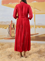 Red Organza Embroidered Gown