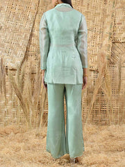 Aqua Embroidered Organza Co-ord Set
