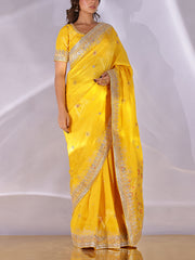 Yellow Dola Silk Gota Patti Saree