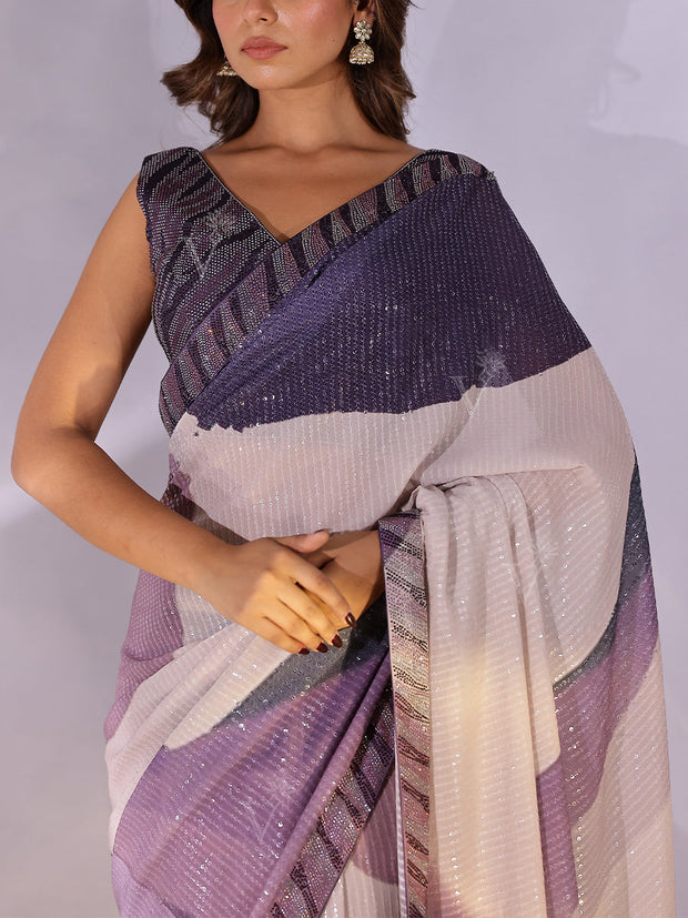 Mauve Georgette Cocktail Saree
