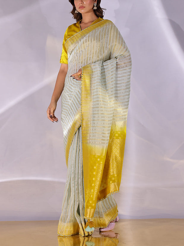 Yellow  Organza Saree